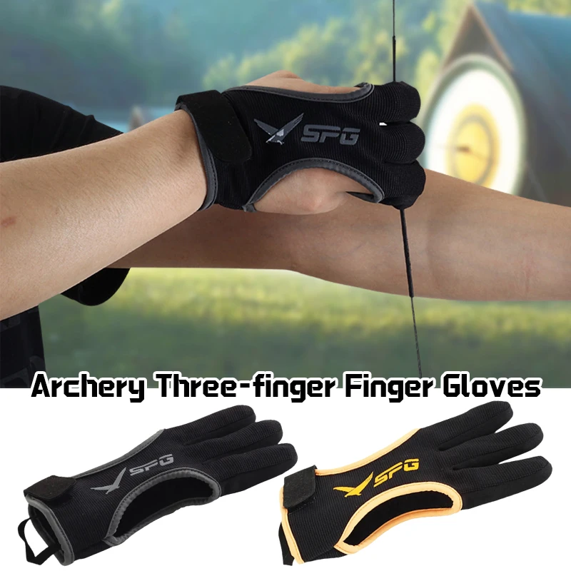 

1Pc Outdoor 3Finger Archery Gloves Ergonomic Design Thickened Adjustable Non-Slip Sports Protector Archery Accessories Beginner