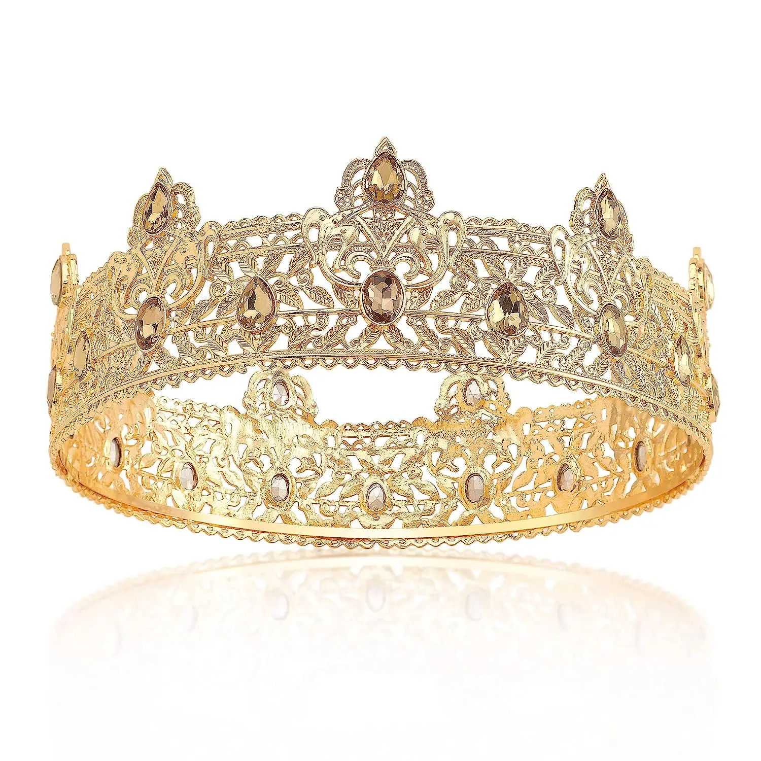 Gold  Crowns for Men  Crown with Red Rhinestone, Birthday gift for Men Wedding Cosplay Homecoming Prom Party Decor