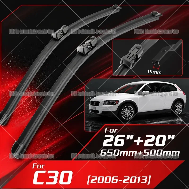 For Volvo C30 2006-2013 Front Windshield Wiper Blades Car Accessories Auto Glass Cleaning Rubber Refills Replacement Parts