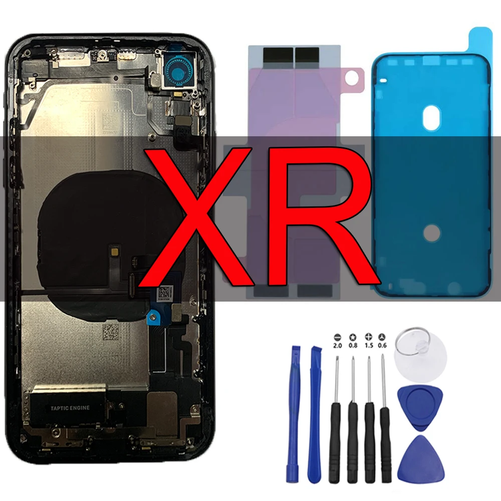 Full Assembly for iPhone XR Housing Backshell Middle Frame with Back Glass Chassis Battery Cover Case Replacement with Parts