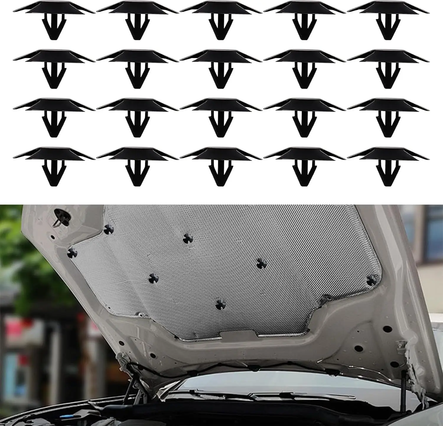 

100Pcs Car Bumper Retainer Clips Plastic Push Fasteners Retainer Kit Auto Rivets for Hood Trunk Insulation Soundproof Cotton
