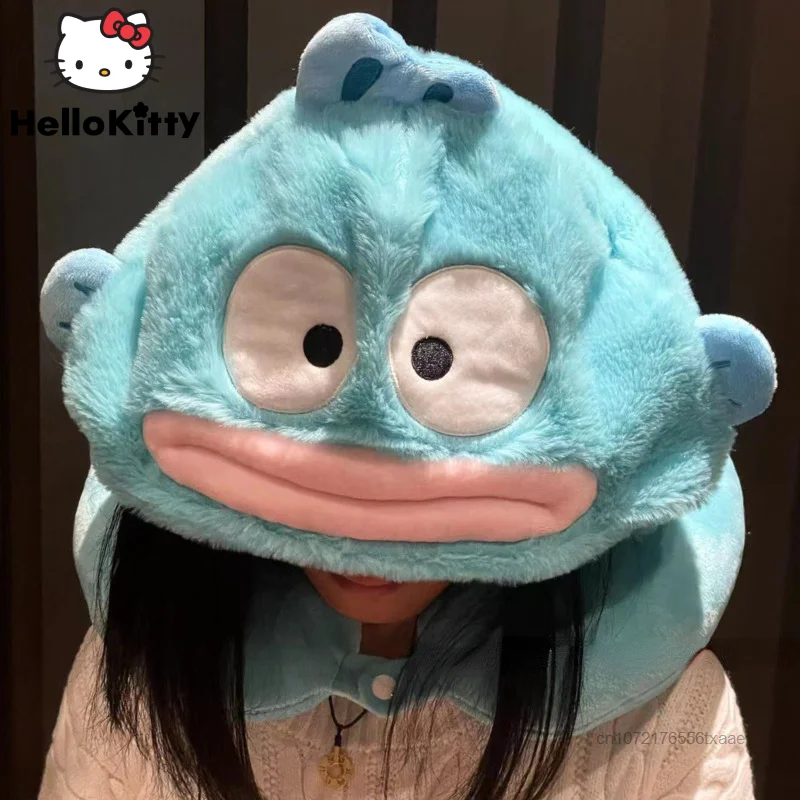 

Sanrio Hankyodon Neck Pillows Office Travel Plush Multifunctional Blackout Cap U Shape Pillow New Soft Airplane Pillow Hooded