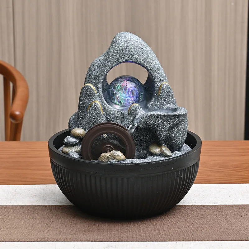 Desk alpine flowing water makes money feng shui wheel ornament comes and goes crystal ball