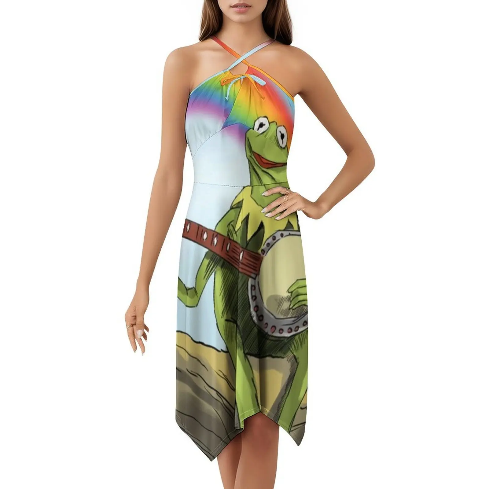 Vestido informal de estilo coreano The Rainbow 2 para mujer, vestidos sencillos de oficina para uso diario, The Animal Drummer Rainbow The Show Evening