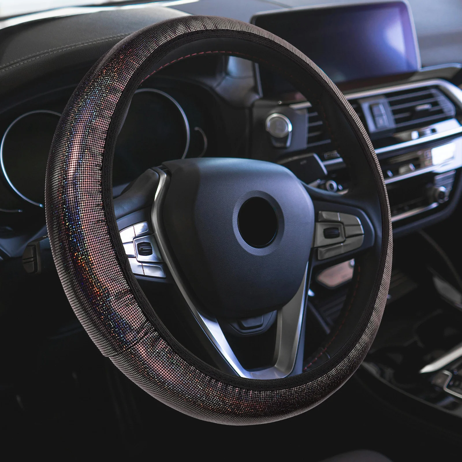 

Steering Wheel Cover Non Skid Protector Car Decorations Interior Accessories Black Gold Universal Fits All Cars