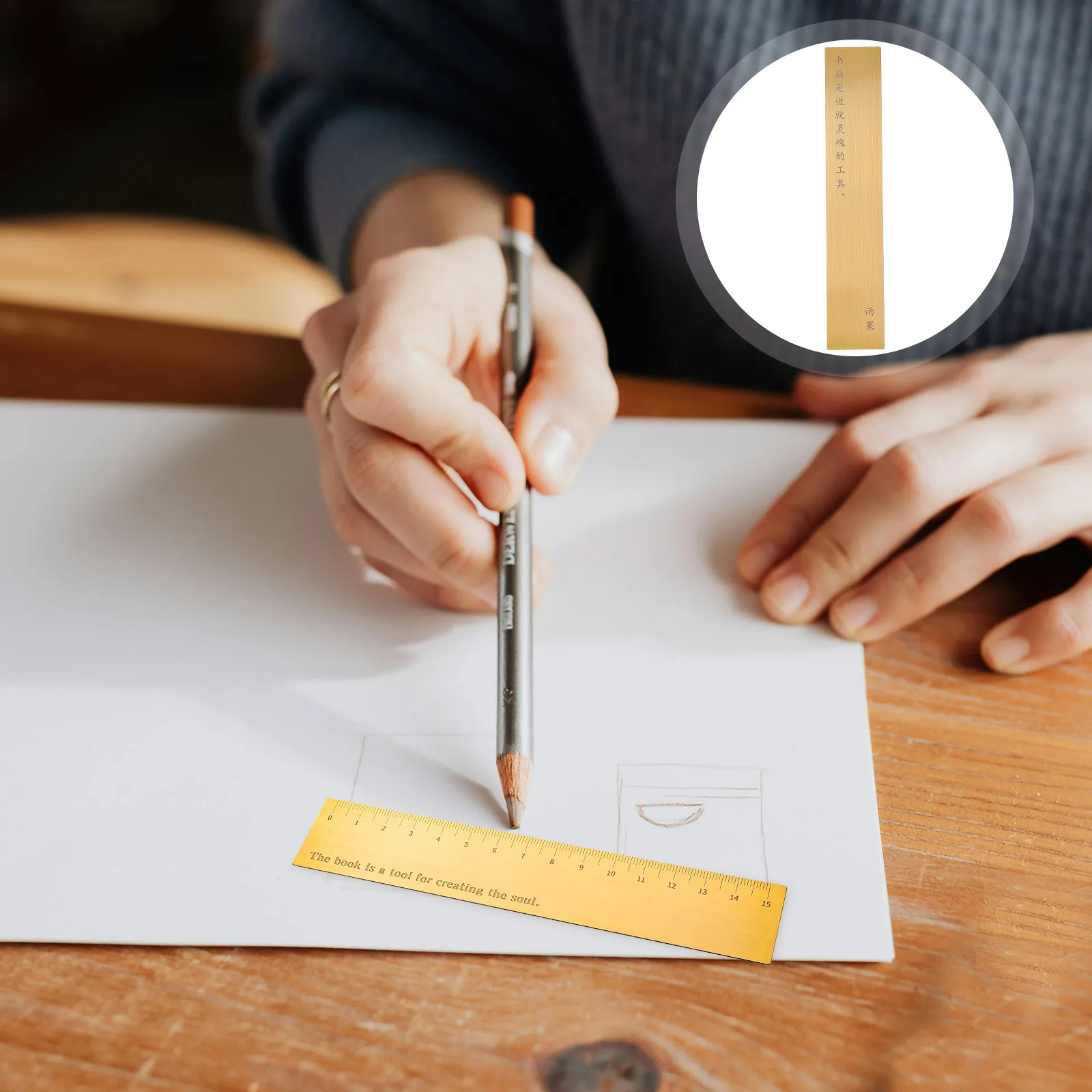 

Brass Ruler Bookmark Multi-functional Measuring Drawing Rulers Tool Straight for Artists Drafting Tools Student