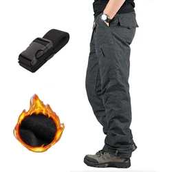 Men's Fleece Cargo Pants Winter Plush Tactical Pants Casual Joggers 3XL Korean Loose Hiking Running Warm Thermal Trousers