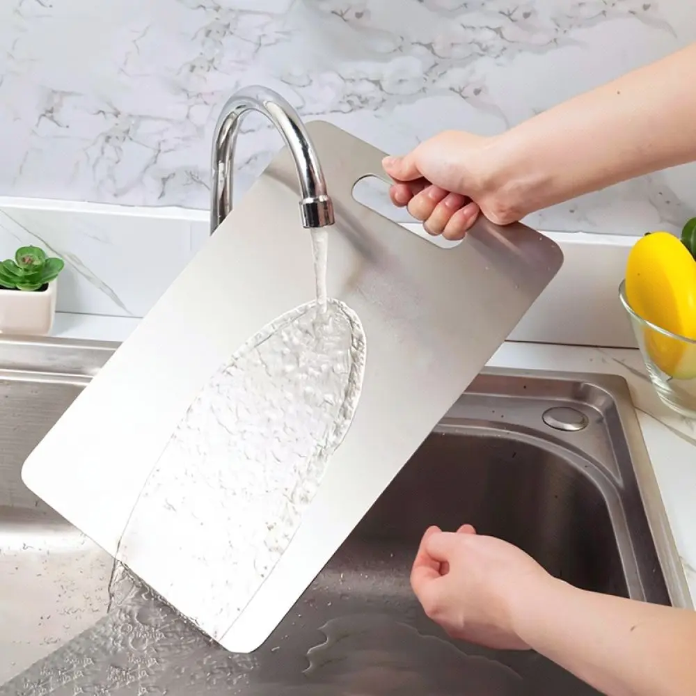Durable Stainless Steel Cutting Board Anti Slip Kitchen Chopping Block Odorless Large Metal Food Prep Tray