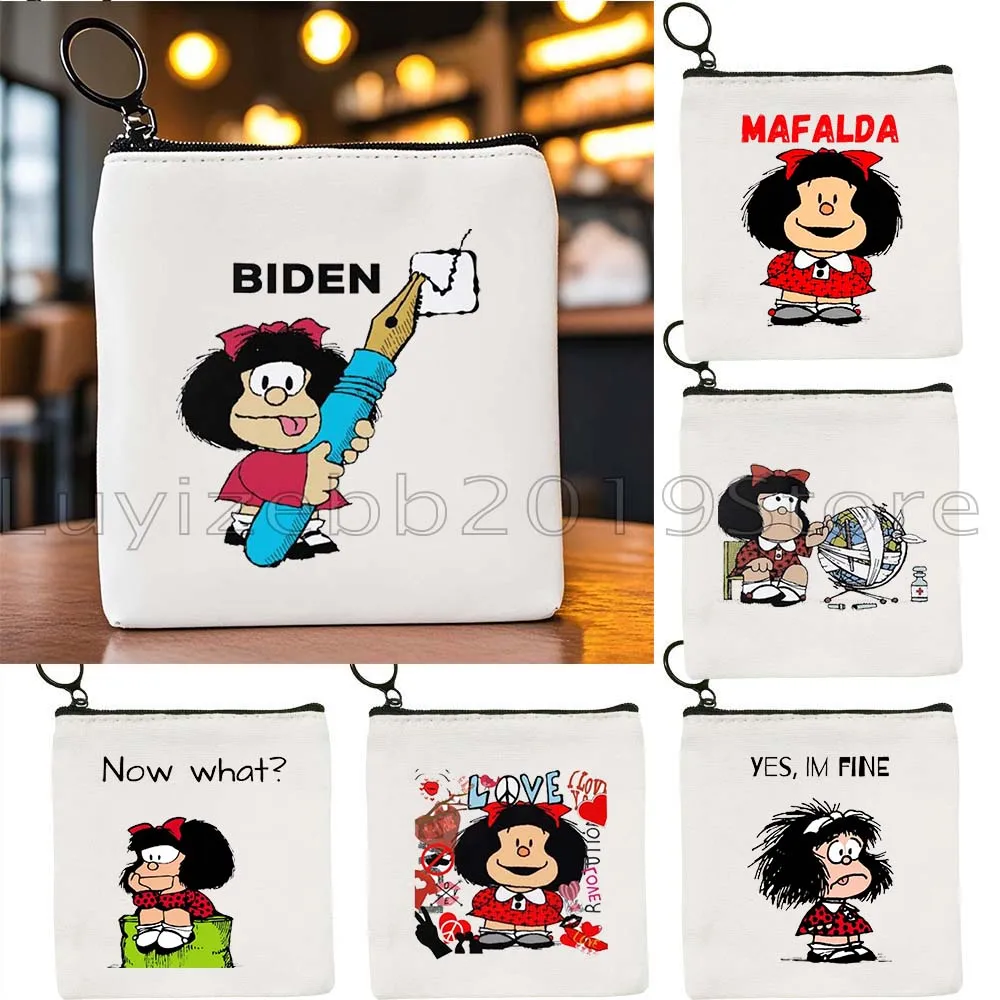 Kawaii Leuke Mafalda Quino Fan Geschenken Canvas Portemonnee Kleine Tas Sleutel Opbergtas Kaart Zakken Cartoon Munt Tas Portemonnee Rits Zakje
