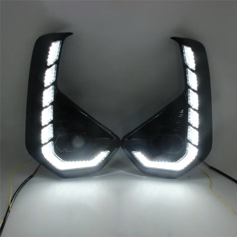 LED النهار تشغيل ضوء مصباح الضباب الأبيض + الأصفر بدوره إشارة لتويوتا هايلكس ريفو 2024 2025 DRL