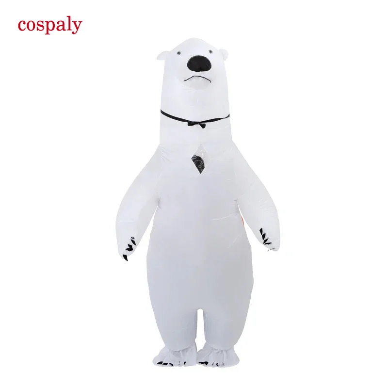 Adult White Polar Bear Shape Inflatable Costume Full Body Blow Up Costumes Fancy Dress  For Halloween Cosplay Party Dropship