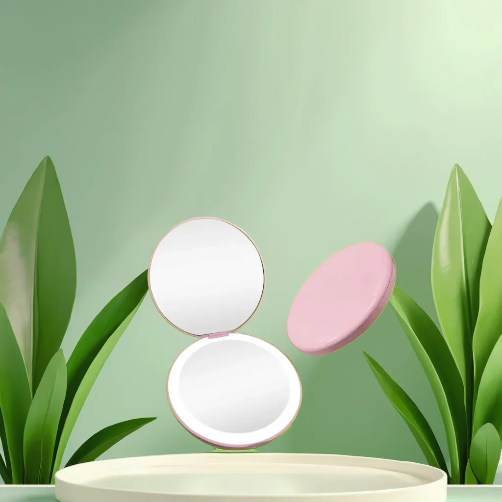 Alta qualidade compacto usb recarregável led espelho de maquiagem redondo cosméticos espelho 3x ampliar mini espelhos de viagem para presente