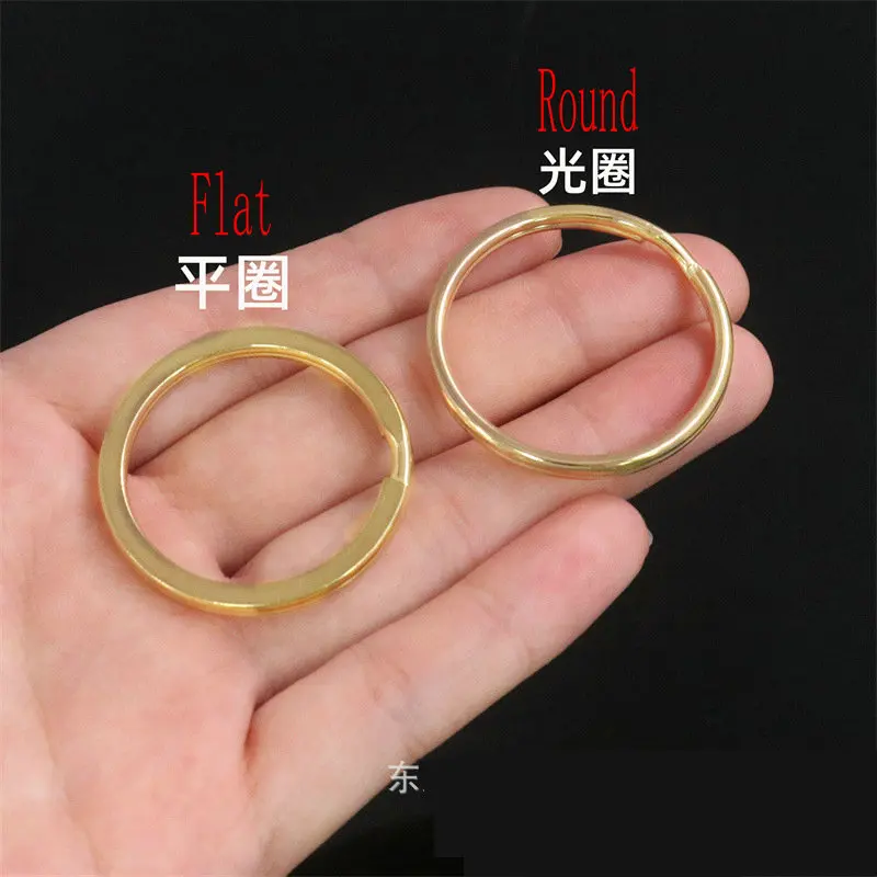 100PCS Solid Brass Split Round Rings Double Loop Flat Keyring 10-38mm Bag Hook Connector Keychain Keys Holder for DIY Craft