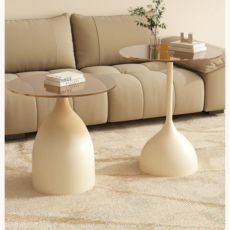 

Glass edge few balcony casual coffee table sofa shelf bedside table premium sense light luxury