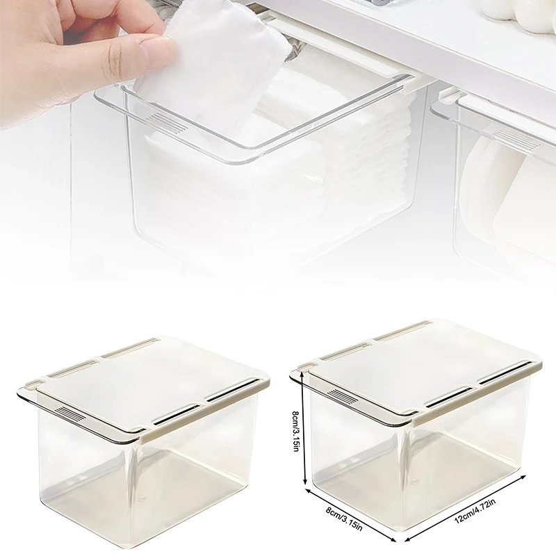 Drawer Style Storage Box Under The Mirror Cabinet Transparent Bathroom Cotton Stick Makeup Cotton Bathroom Pull-Out Storage