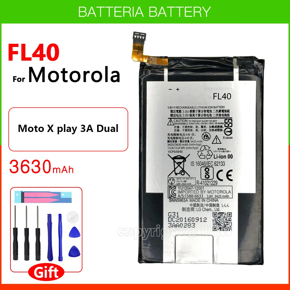 100% Original Genuine 3630mAh FL40 Battery for Moto X play 3A Dual XT1543 XT1544 XT1560 XT1561 XT1562 XT1563 XT1565 With Tools