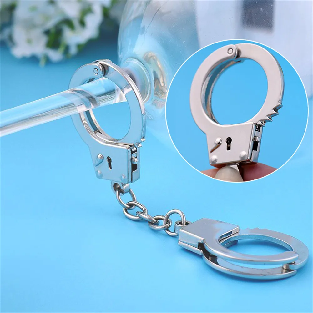 Mini Handcuffs Metal Keychain Novelty Keyring Keychain Accessories Key Chain Rings For Crafts Best Gift For Friend Lover