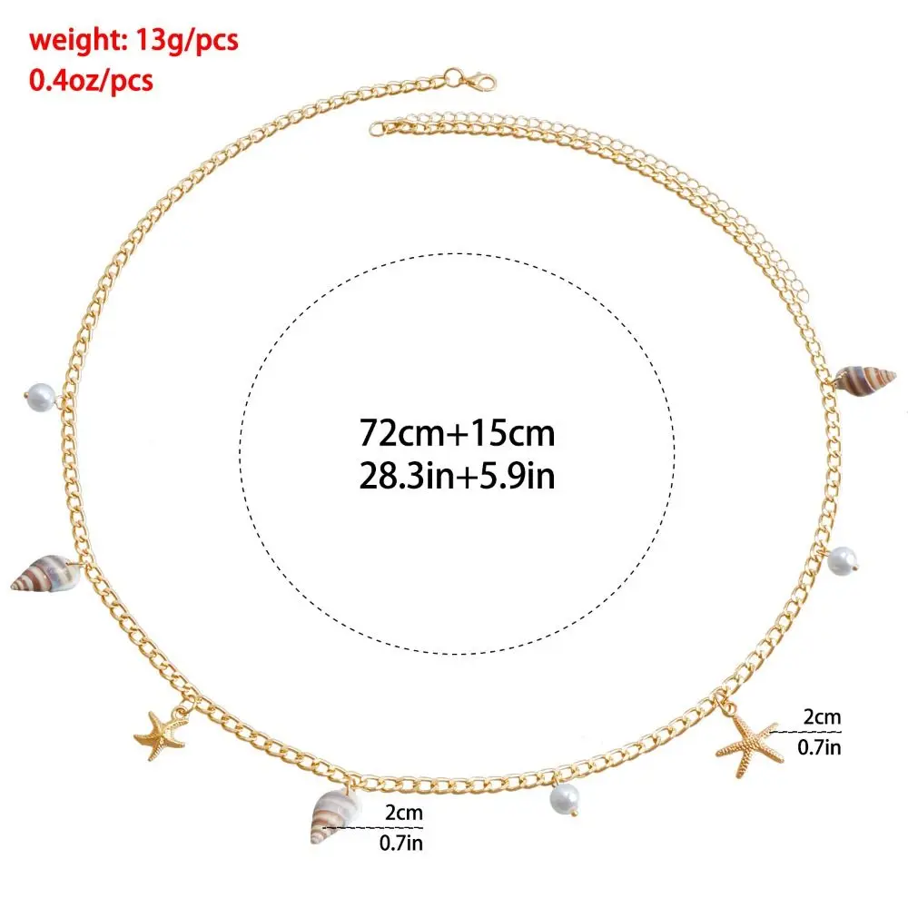 Summer Bohemian Waist Chain Imitation Pearl Sea Star Shell Waist Link Beach Bikini Hollow Out Jewelry Accessories for Women