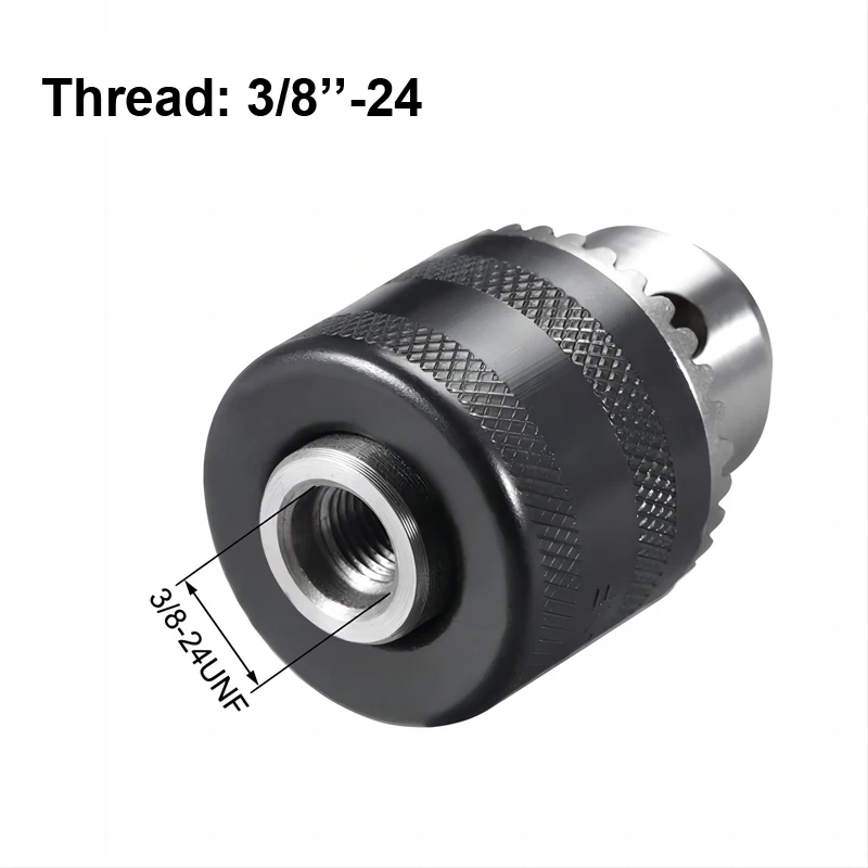 1,5-10mm Bohrfutter mit 3/8'-24UNF-Anschluss - Schlagschrauber-Futter + Sechskantschaft/SDS Plus/Steckschlüssel-Adapter & Bohrfutterschlüssel, Winkelschleifer – Detail 2
