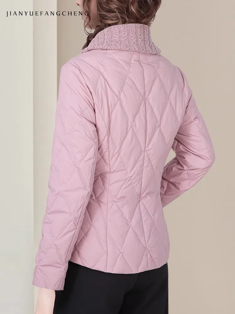 Moda gola de pele feminina inverno rosa para baixo jaqueta quente engrossar pato branco para baixo estofamento casaco acolhedor à prova de vento coreano jaquetas casuais