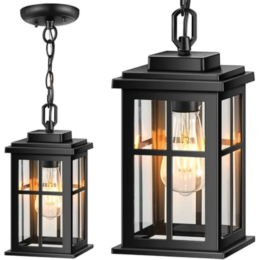 

Outdoor Pendant Lights for Porch, Modern Hanging Porch Light, Waterproof Outdoor Pendant Lights with Tempered Glass, Aluminum H