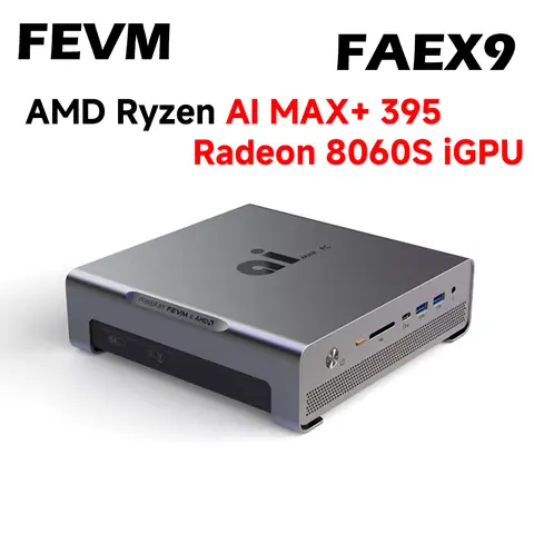 FEVM FA-EX9 AMD Ryzen AI MAX+ 395 Strix Halo 8060S GPU Mini PC LPDDR5X 128GB 8000MHz 70B LLMs Max 120W Power OCulink WiFI7 BT5.3