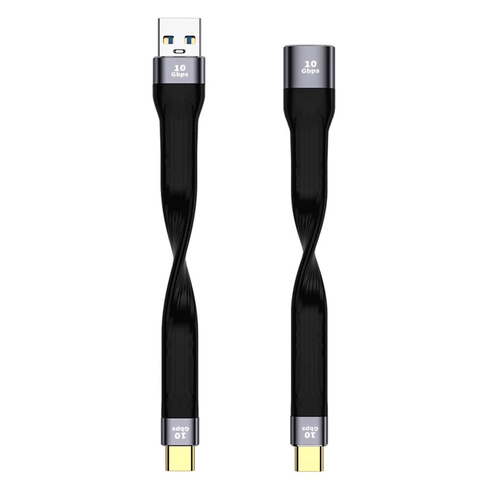 Short Flexible USB Male Female to Type C Cable for Mobile Phone Fast Charging and Data Transfer 10Gbps Compatibility
