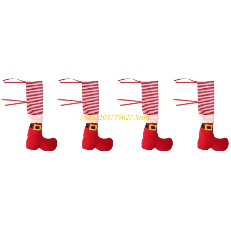 C4DF Chair Leg Protectors Christmas Design Table Feet Cover Sleeve for Hardwood Floor