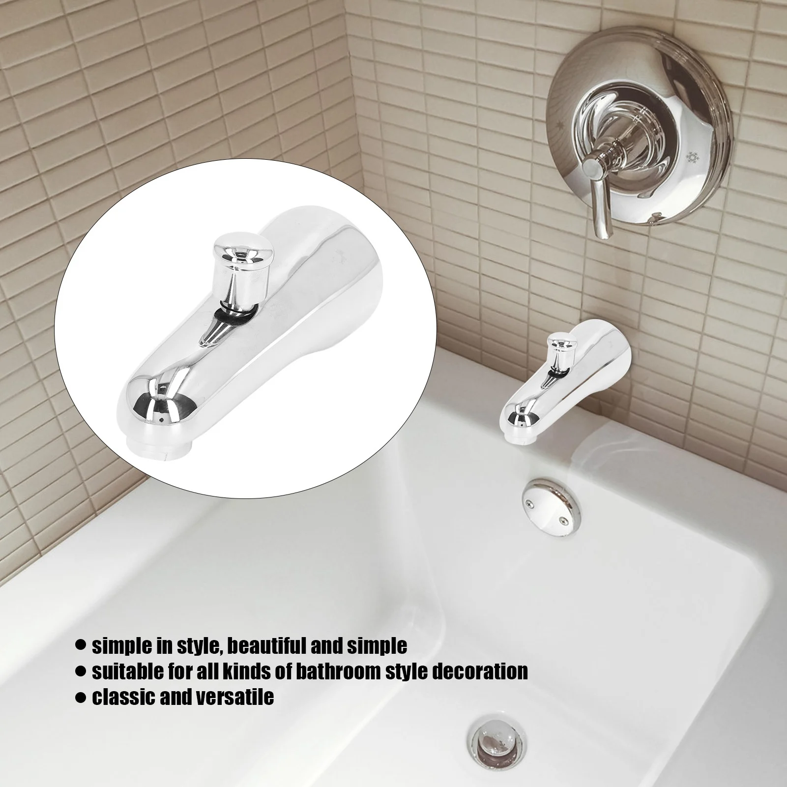 

G1/2 Tub Spout Semicircle Simple Concealed Bathtub Faucet with Diverter for Bathroom Bathtub