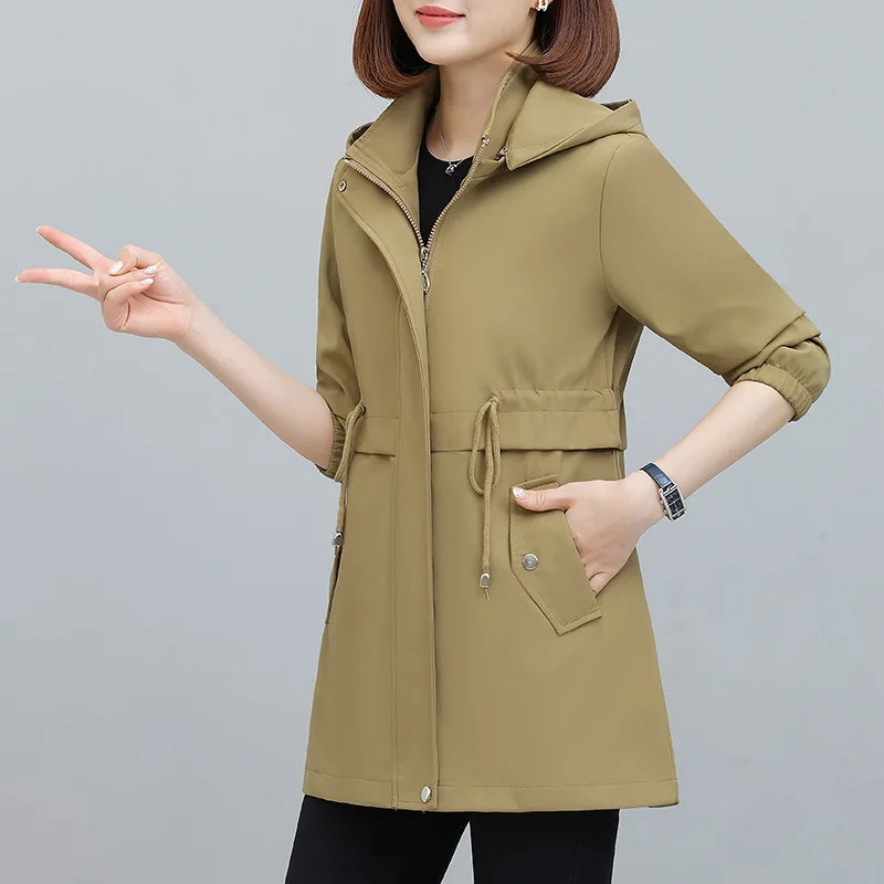 Trench Coat Women's Medium and Long Spring and Autumn New Fashion Foreign Look Thin Versatile Jacket Top Coats for Women