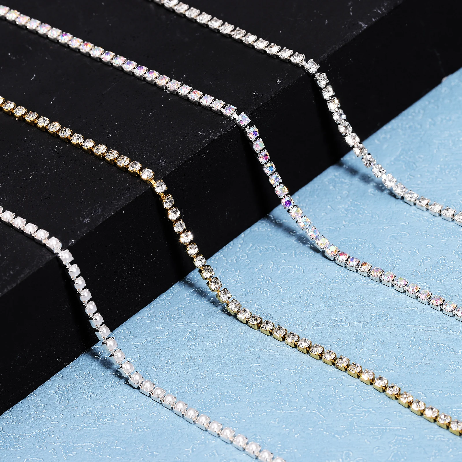 Glamorous Rhinestone Chain Trim do dekoracji odzieży, akcesoriów do sukien ślubnych i rękodzieła
