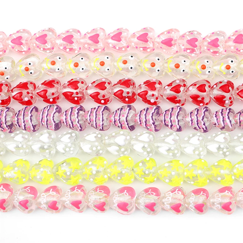 1Pcs 20x20mm Fashion Cute Handmade Lampwork Glass Heart Beads Charm Pendant for Necklace Earring DIY Jewelry Making Accessories
