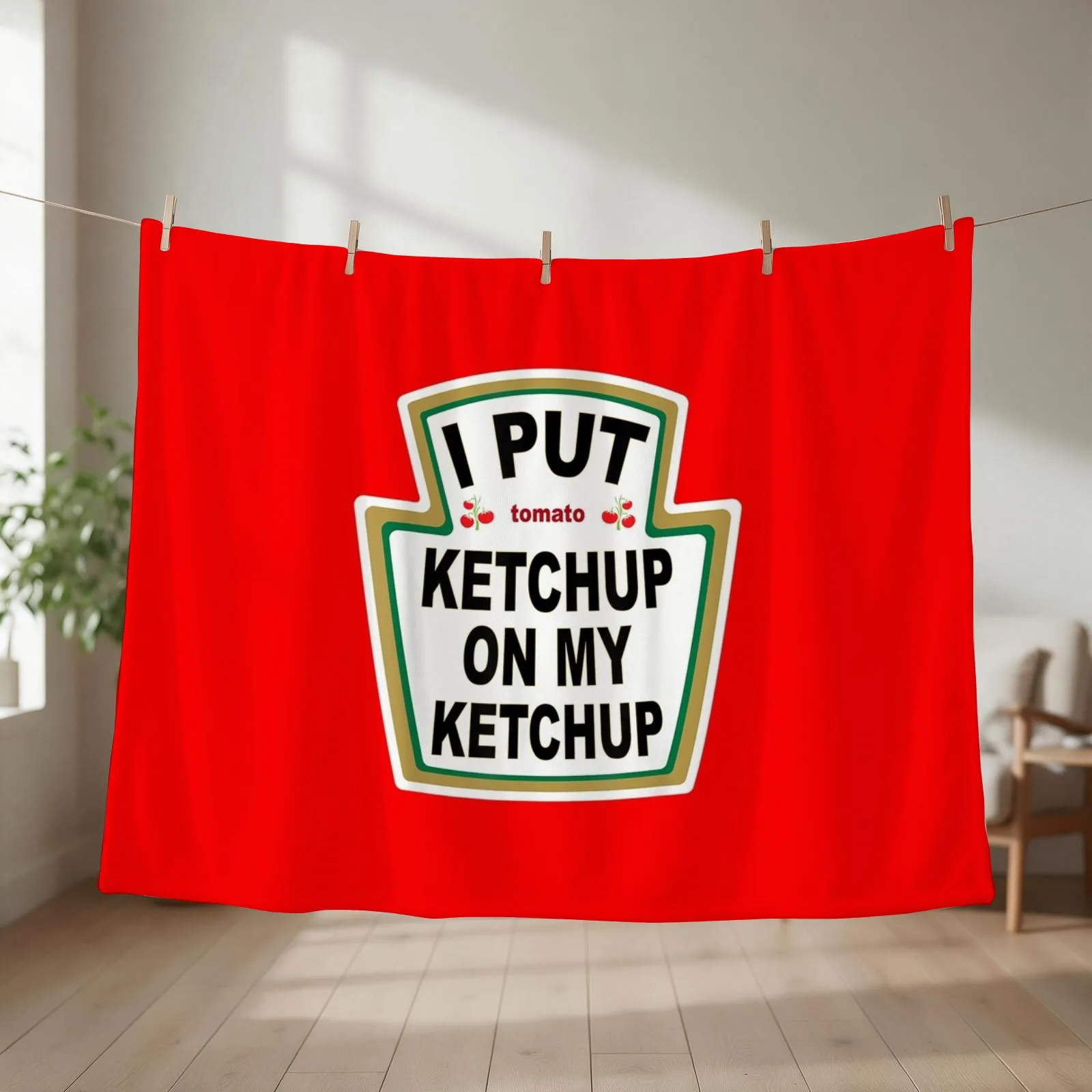 I Put Tomato Ketchup On My Ketchup New Funny Halloween Throw Blanket couch cozy soft plush fuzzy picnic outdoor blanket