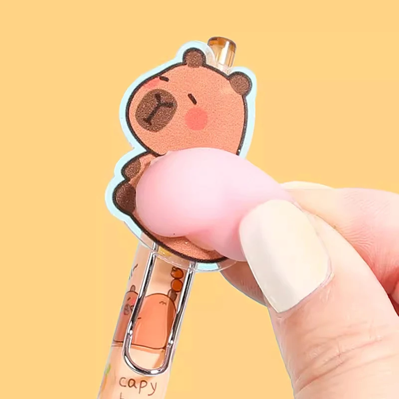 Cartoon Capybara Butt Pressing Neutral Pen Funny Writing Pens Quick-Drying Writing Smooth Kawaii Pens Aesthetic Stationery