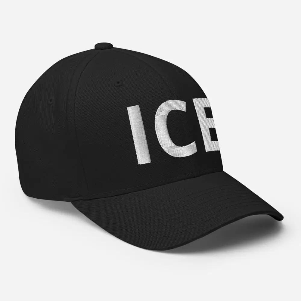ICE Hat Embroidered Structured Flex Fit Baseball Cap US Immigration Customs Border Hat