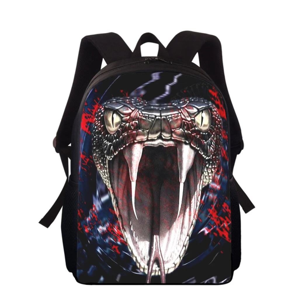 3D Snake Animal Print Mochila para crianças, pintura de arte, mochilas escolares primárias, mochilas para meninos e meninas, mochilas para estudantes, 16”