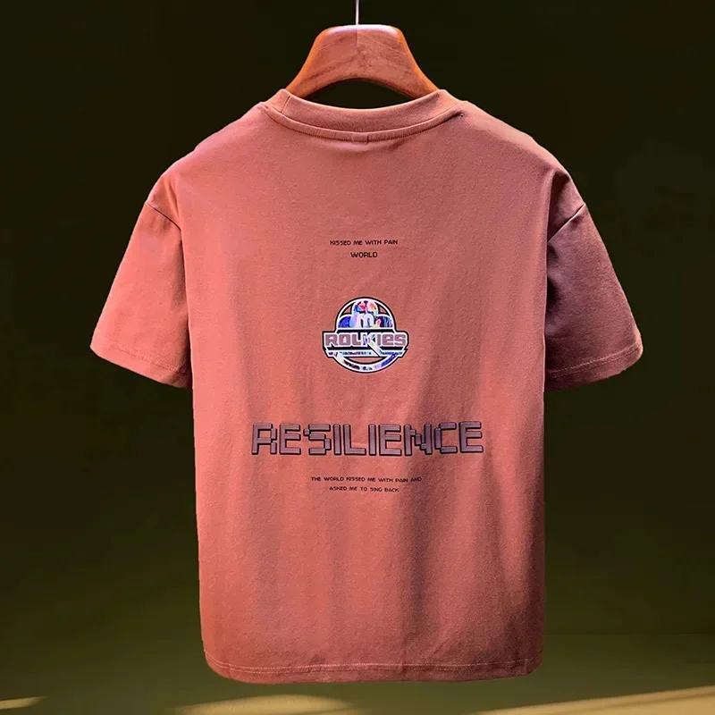 

2026 new loose plus size short sleeved T-shirt for men's summer fashion printed half casual versatile street