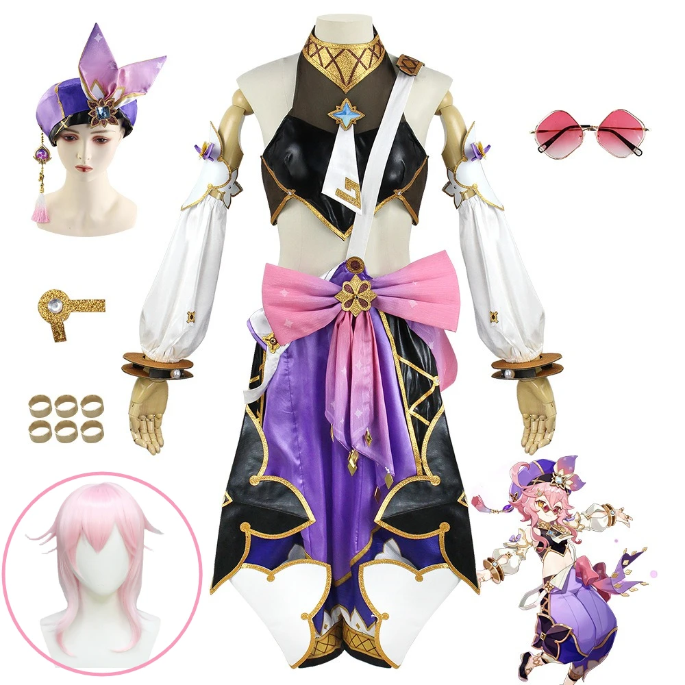

Dori Cosplay Costume Top Shorts Glasses Hat Wig Genshin Impact Dream Garden's Hidden Gold Sumeru Merchant Role Playing Outfit