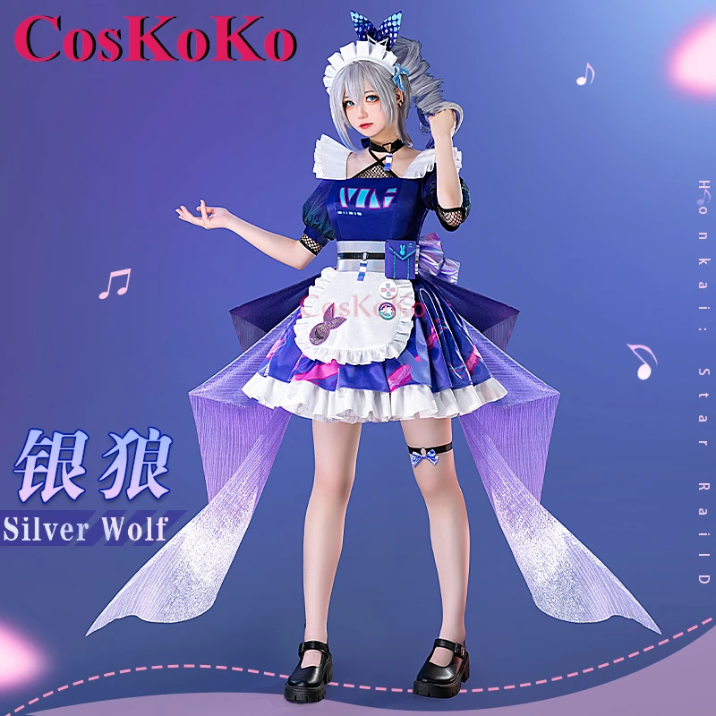 

CosKoKo Silver Wolf Cosplay Game Honkai: Star Rail Costume Sweet Gorgeous Maid Dress Halloween Party Role Play Clothing S-XL New