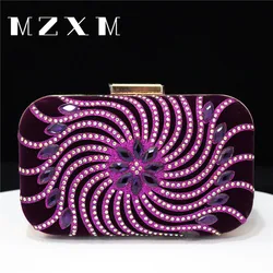 2024 New Luxury Women's Evening Bag Clutch With Rhinestones Party Diamond Decal Design Metal Chain Shoulder Wallet Handbag