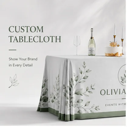 Custom Printed Milk Silk Table Cover Rectangular Stretch Tablecloth for Wedding Display Booth