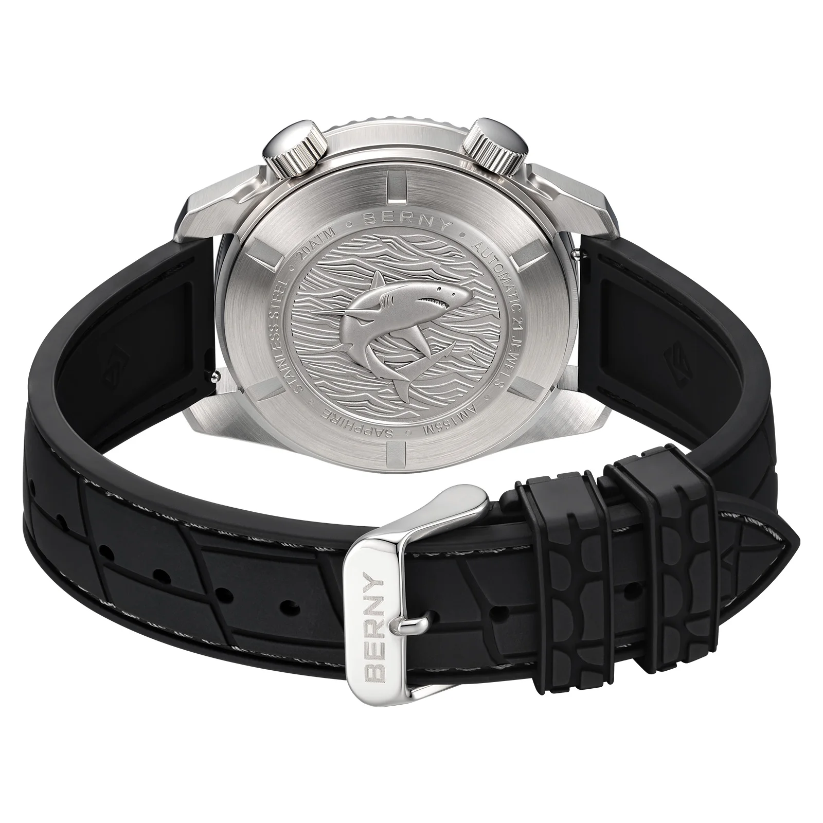 BERNY Watch Strap Ultra-tough Fluoroelastomer 100% Original For AM155M/AM155MS Replace
