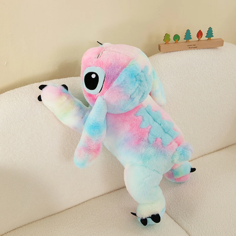 Disney Stitch 2024 Kolorowa pluszowa lalka królik Tie-Dye 60 cm Miękka pluszowa zabawka Kreskówkowa poduszka tematyczna Wystrój pokoju dziecięcego Perfec