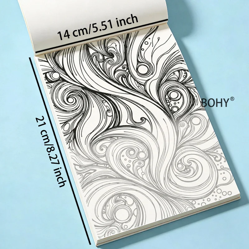 1 Adult Decompression Line Drawing and Coloring Album, with Line Drawing Patterns Like Hydrangeas/mandala/Zen Landscape 24 Pages