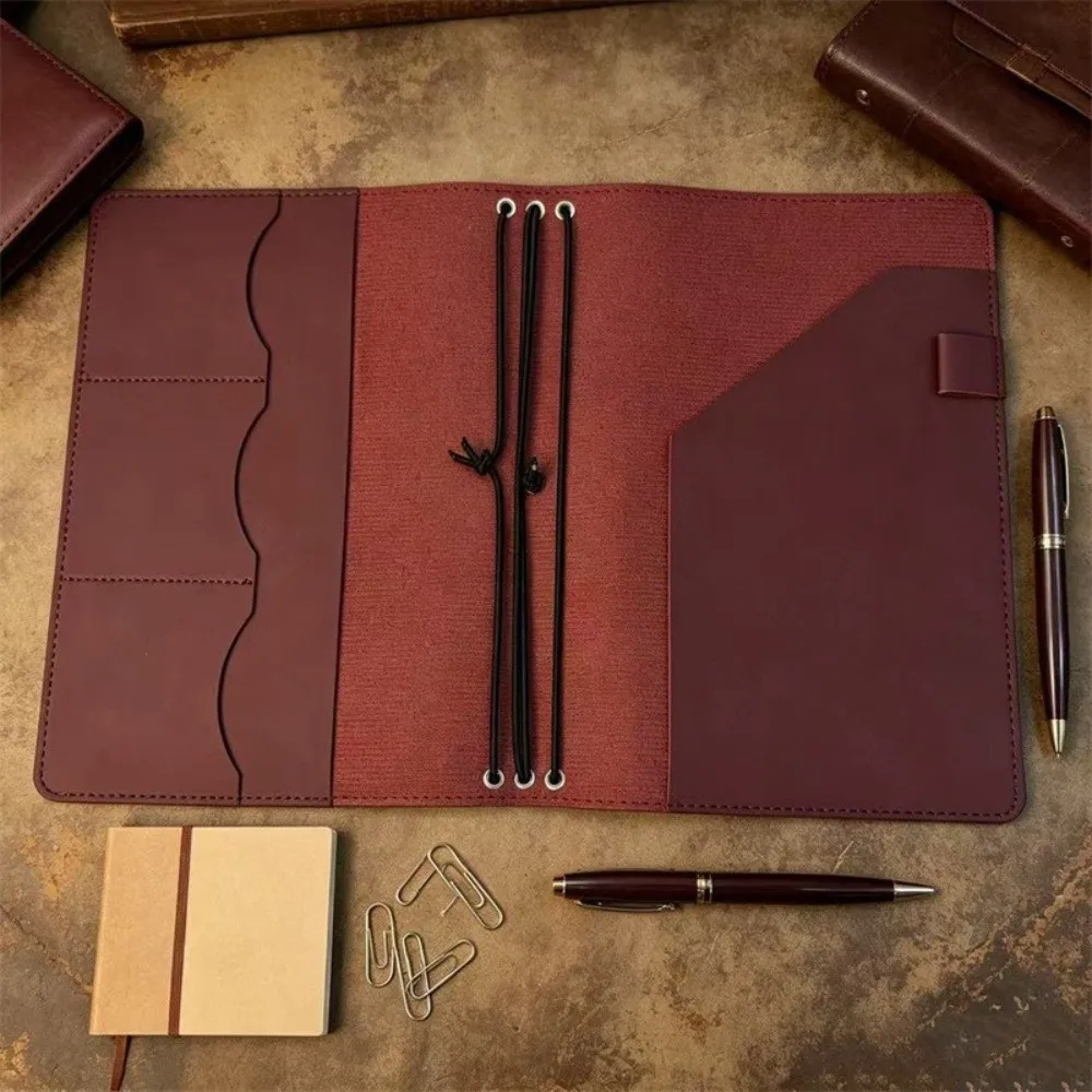 Refillable Notebook Organizer Loose Leaf Crazy Horse Leather Notebook Cover Journal Cover Compact Book Protective Cover - view 5