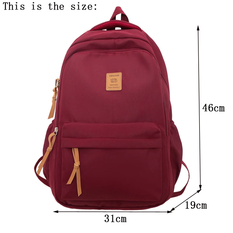 Woman Man Nylon Backpack Solid Color Vintage Travel Laptop Rucksack 2023 New School Bag For Teenage Girls Boys High Quality