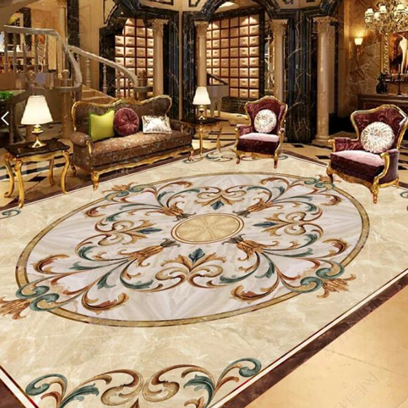 

PVC Self Adhesive Waterproof 3D Floor Tiles Wallpaper European Style Marble Pattern Floor Sticker Living Room Hotel Luxury Decor