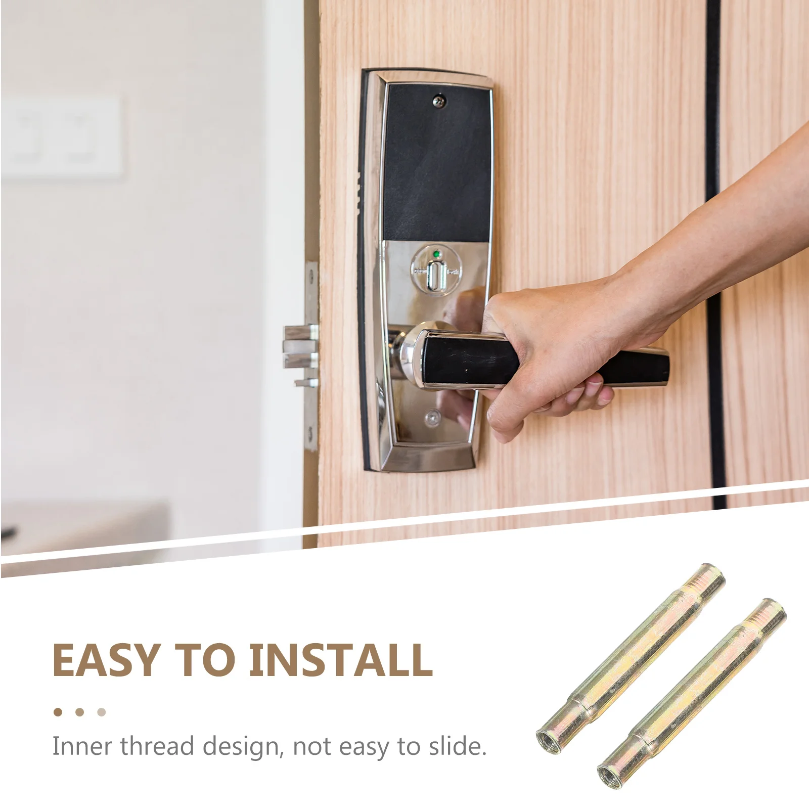 

2Pcs Stainless Steel Door Lock Connectors Safety Door Handle Connectors Durable Inner Thread Design for Home Office