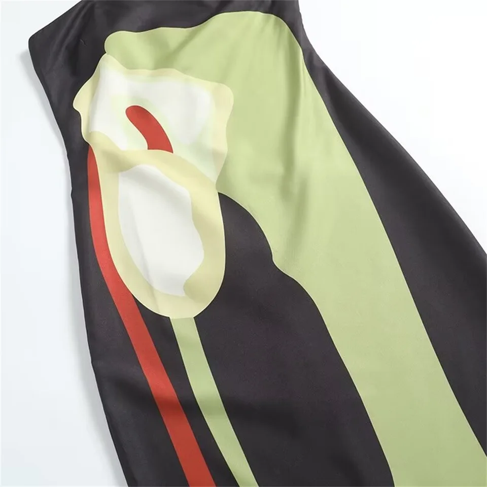 Vestido Largo Sexy Sin Tirantes y Sin Espalda con Estampado para Mujer, Moda sin Mangas de Hombros Descubiertos, 2024 Verano, Fiesta de Noche para Dama 4