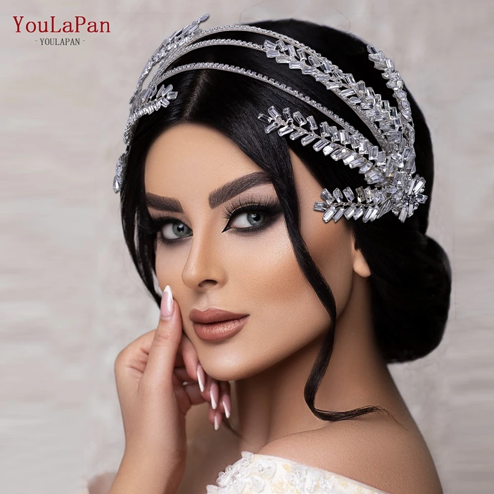 YouLaPan HP479 Bridal Headdress Rhinestone Hairband Head Hoop Wedding Hair Accessories Handmade Bride Headband Bridesmaid Tiara